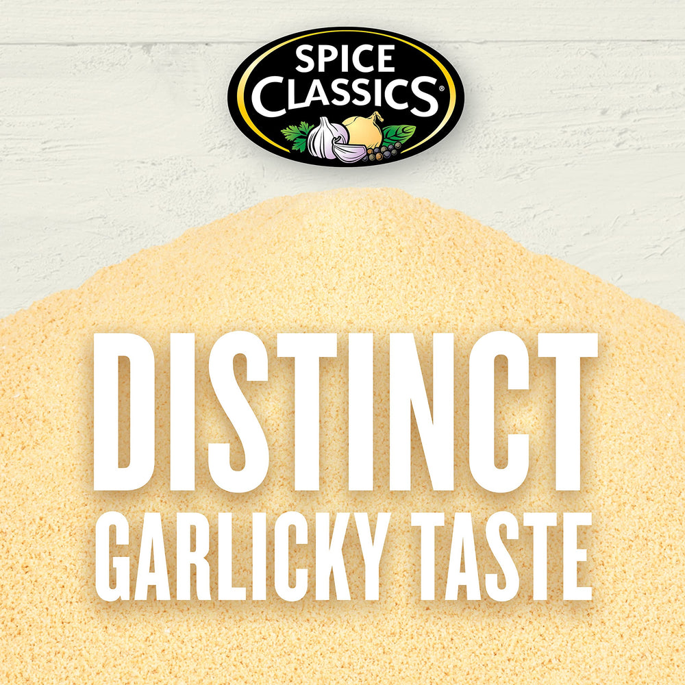 Spice Classics garlic powder complements vegetables and meats in recipes.