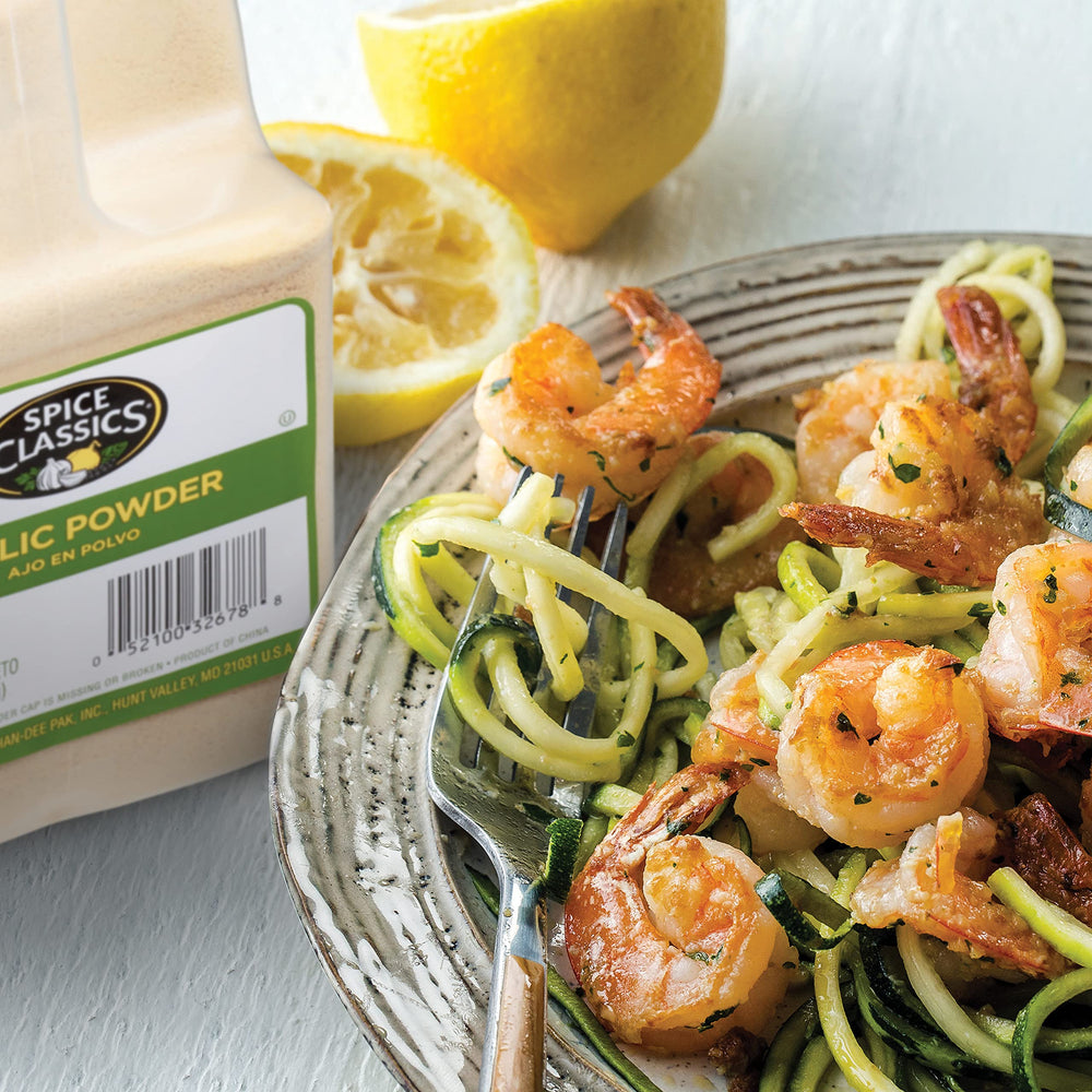 Spice Classics garlic powder in pantry-friendly packaging for quick cooking.
