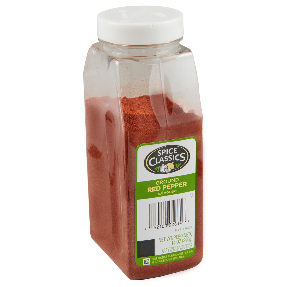Spice Classics Ground Red Pepper container, bold color, ideal for adding heat to sauces
