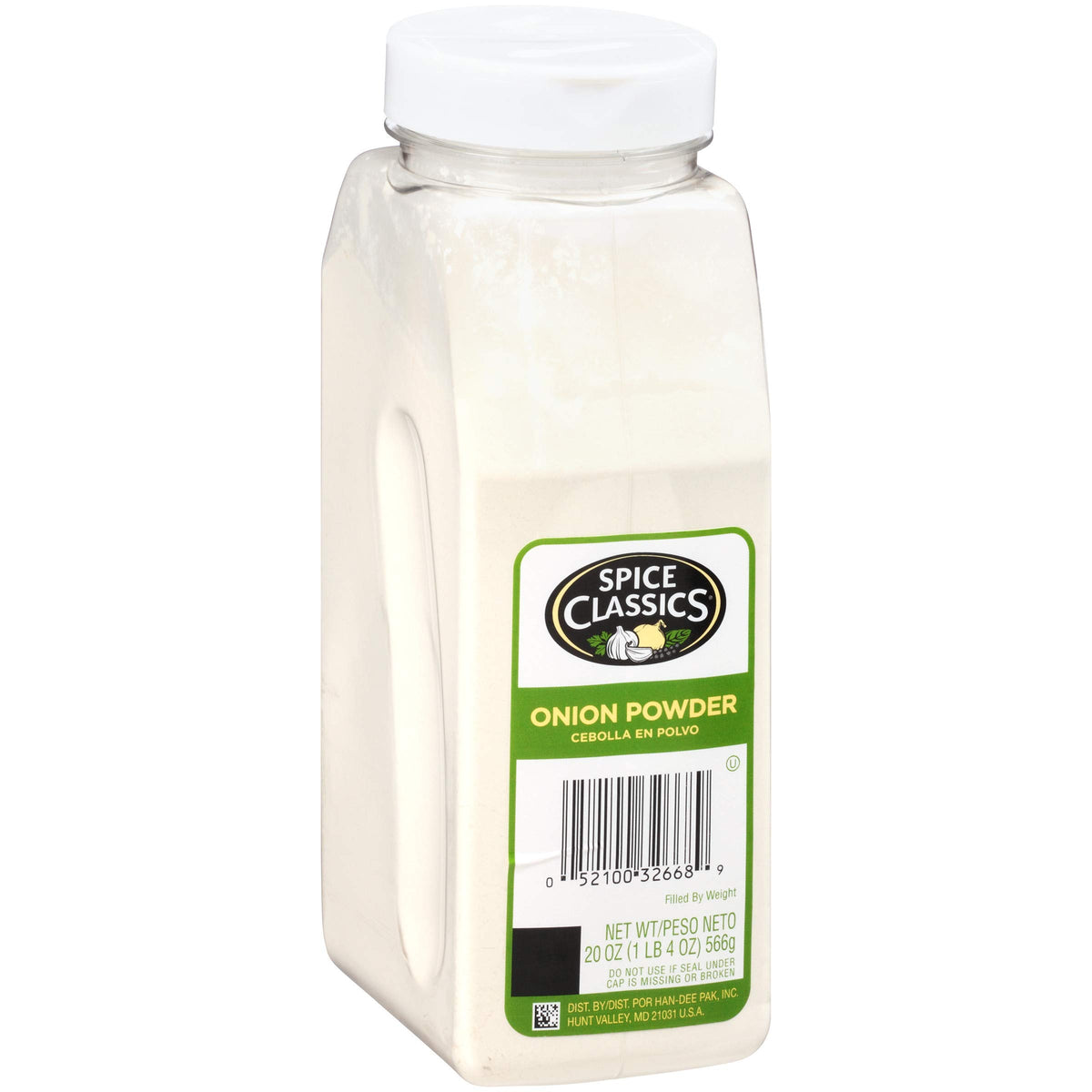 Spice Classics Onion Powder bottle in the kitchen, ideal for soups and rubs.