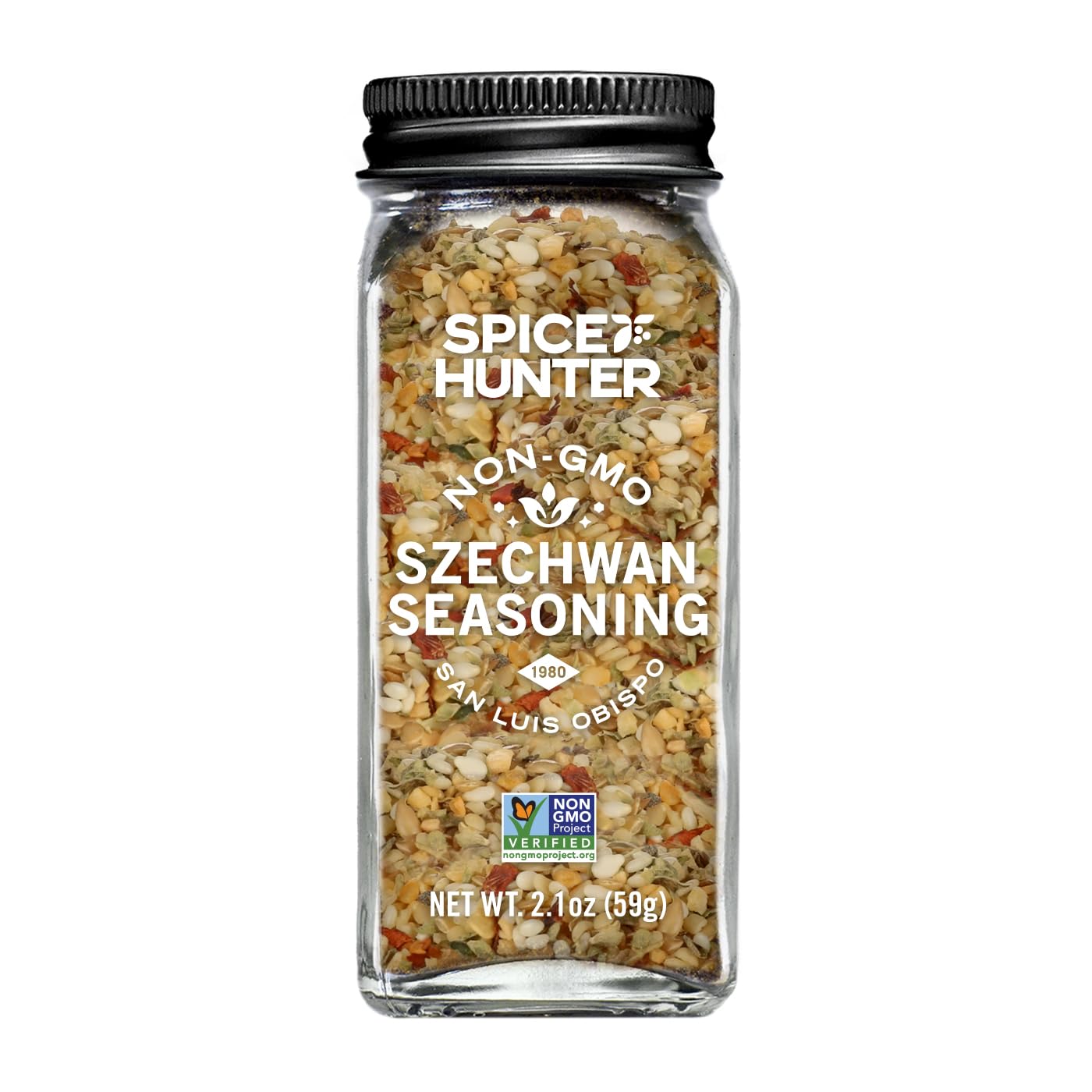 Spice Hunter Szechwan Seasoning Blend bottle elevates stir-fries with bold aroma.