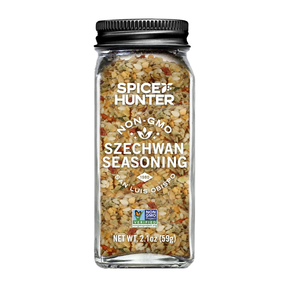Spice Hunter Szechwan Seasoning Blend bottle elevates stir-fries with bold aroma.
