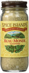 Spice Islands Beau Monde bottle front view showing premium seasoning for versatile cooking