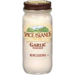 Spice Islands Garlic Powder bottle on shelf shows pure flavor potential for everyday cooking.