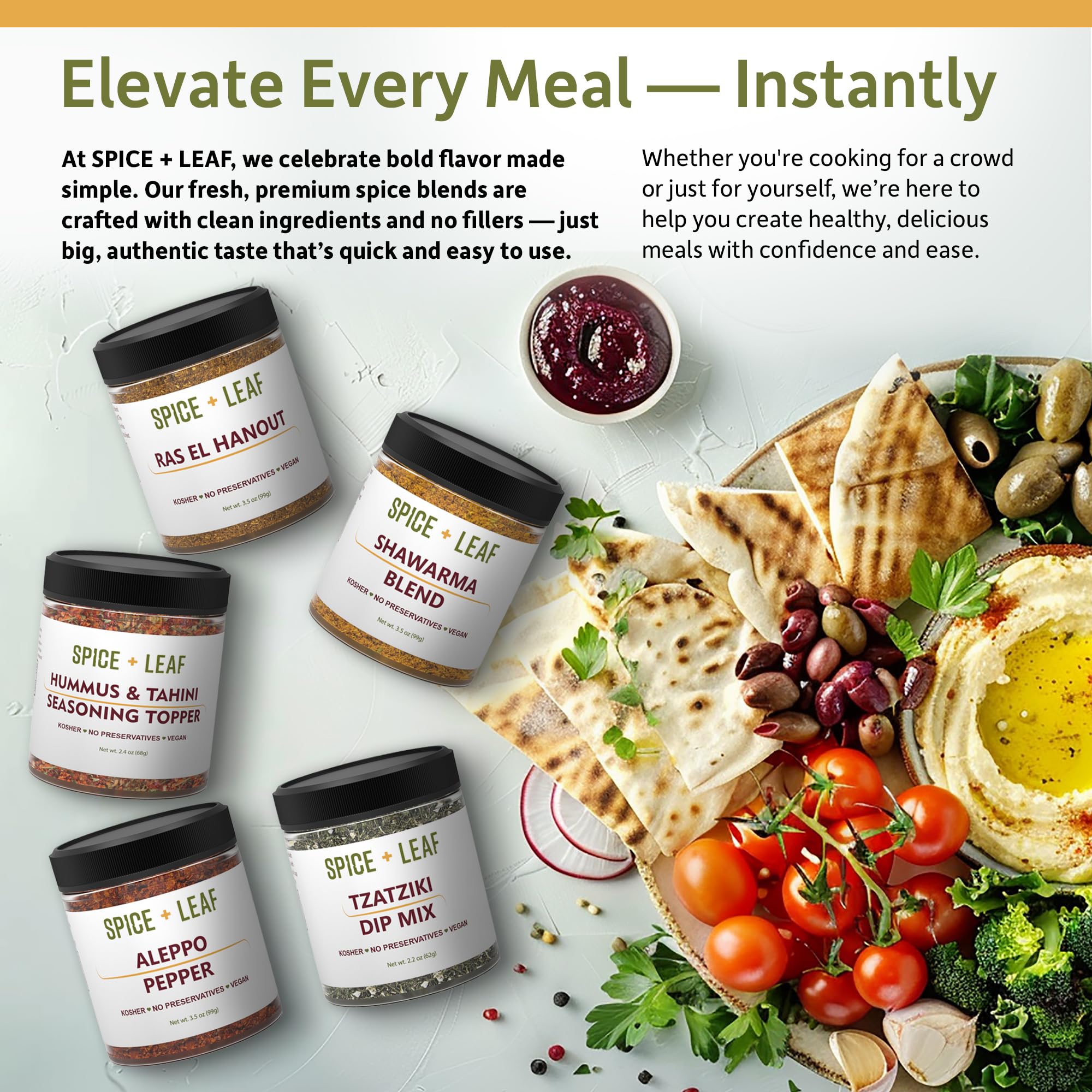 Hand-packed in the USA, SPICE + LEAF ensures fresh quality.