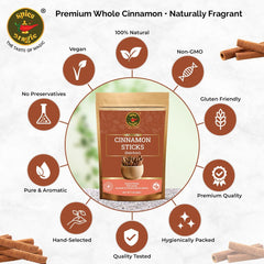 Close-up of Spice Magic cinnamon sticks highlighting natural aroma