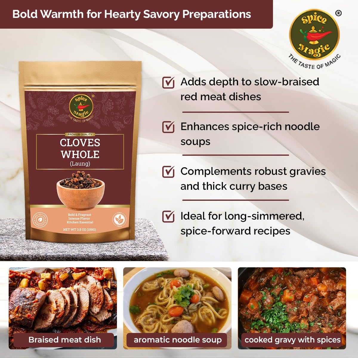 SPICE MAGIC Cloves Whole cooking idea demonstrates versatile use in sauces and stews.