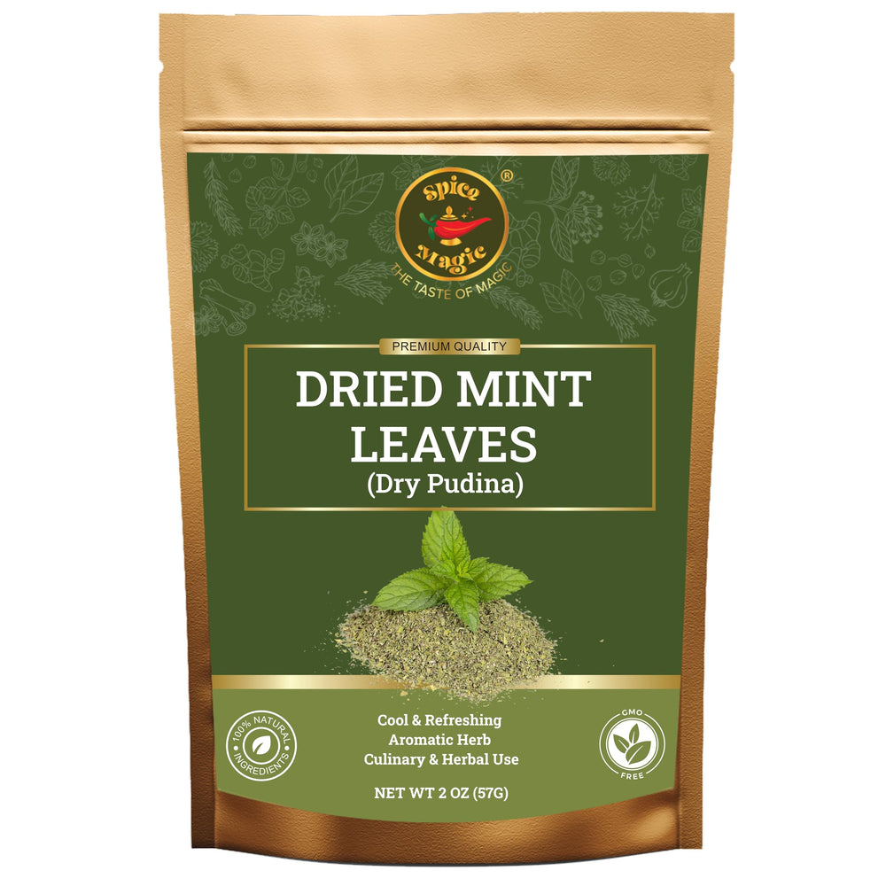 Spice Magic Dried Mint Leaves pack-front – authentic herb for teas, sauces, and savory dishes