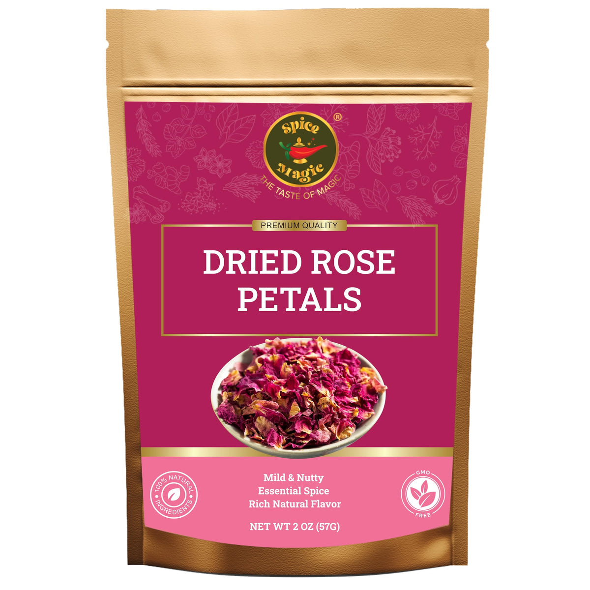 SPICE MAGIC dried rose petals for tea showcase vibrant color and delicate aroma.