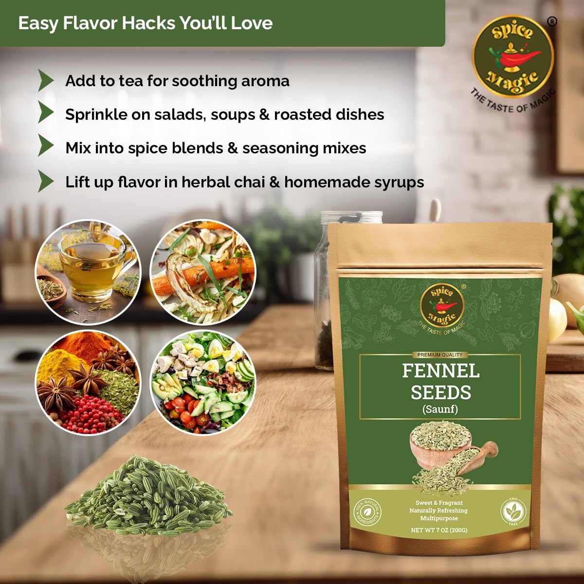 SPICE MAGIC fennel seeds in baking dough for enhanced flavor