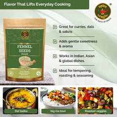 SPICE MAGIC fennel seeds jar on counter showing packaging and freshness