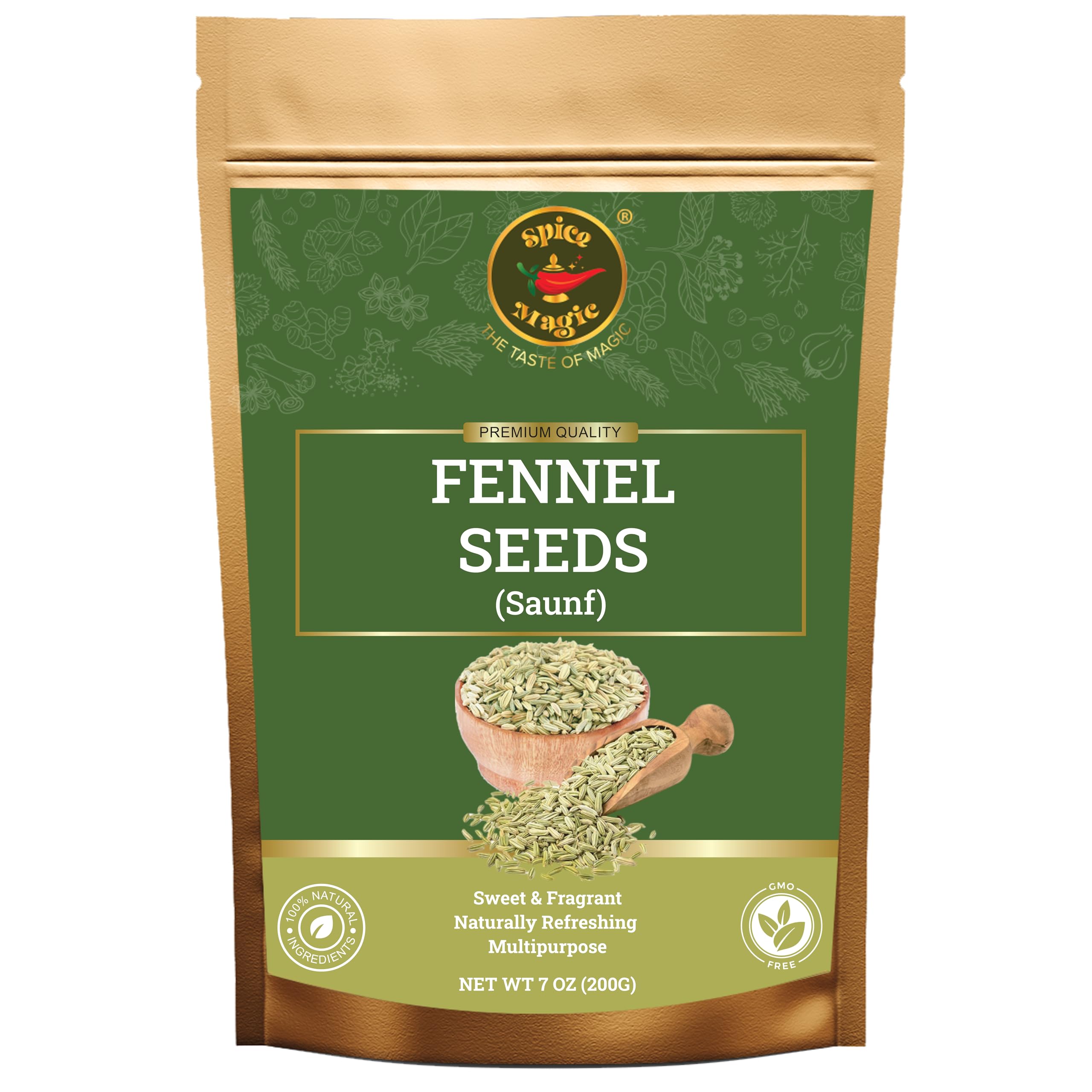 SPICE MAGIC fennel seeds whole bottle, fresh aroma ready for cooking