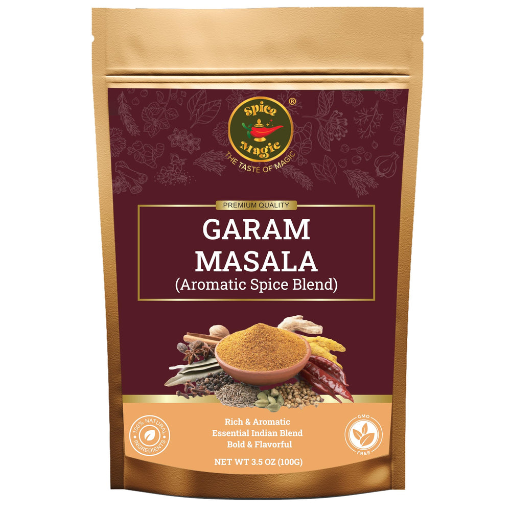 SPICE MAGIC Garam Masala powder in jar enhances authentic Indian flavor for curries.