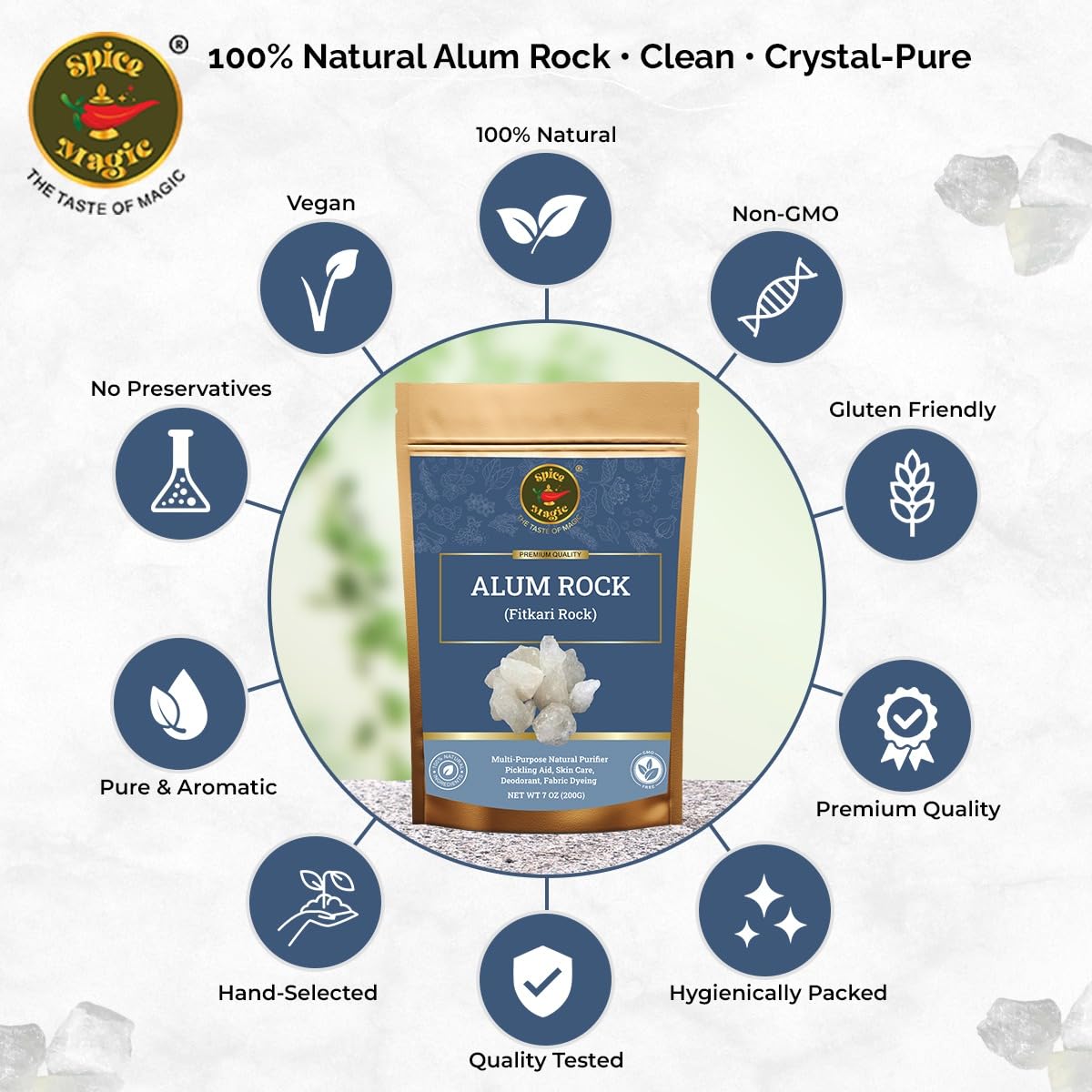 SPICE MAGIC White Alum Rock odor-control block for daily freshness on the go.