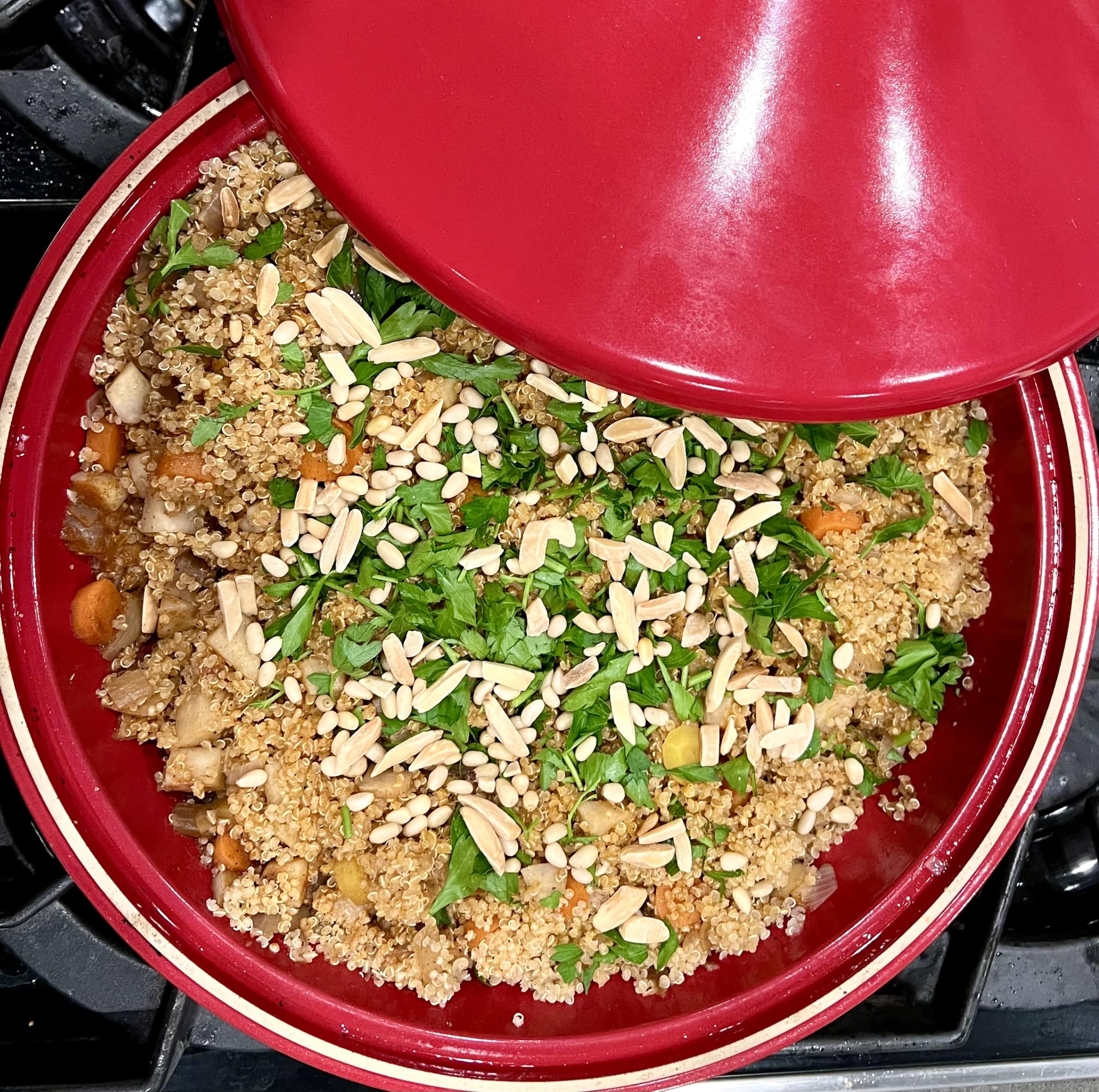 Baharat dish presentation with warmth added to meats and vegetables.