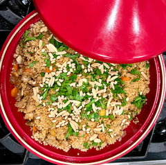 Baharat dish presentation with warmth added to meats and vegetables.