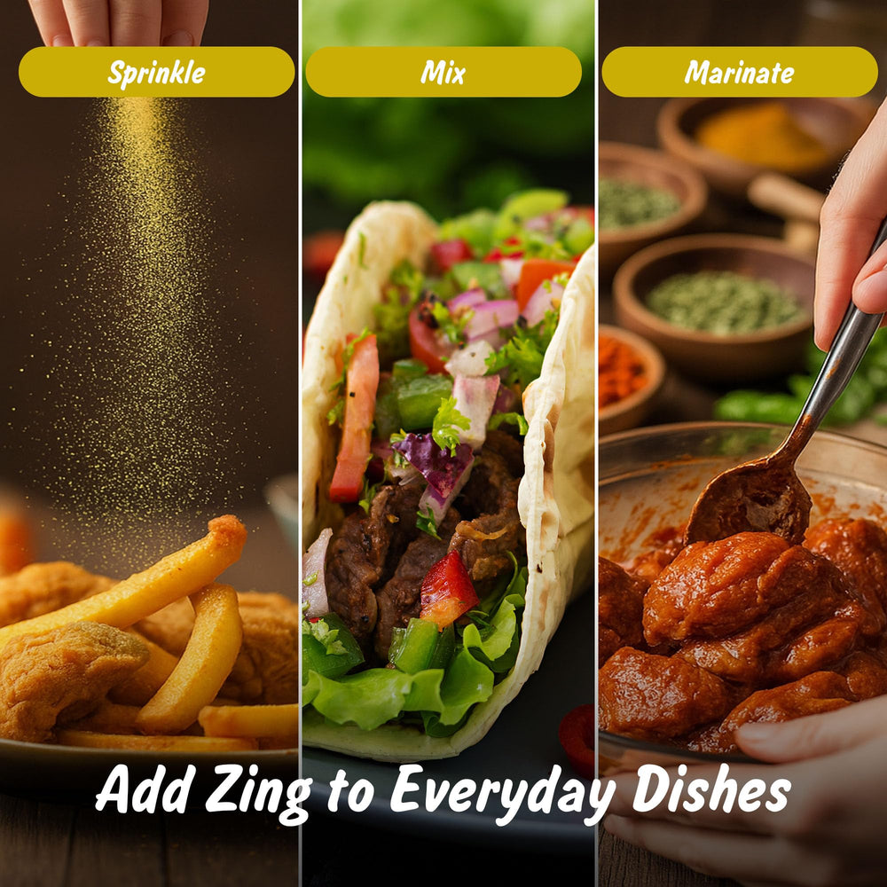 Spice Profile amchur powder label displays USDA Organic and safety testing.