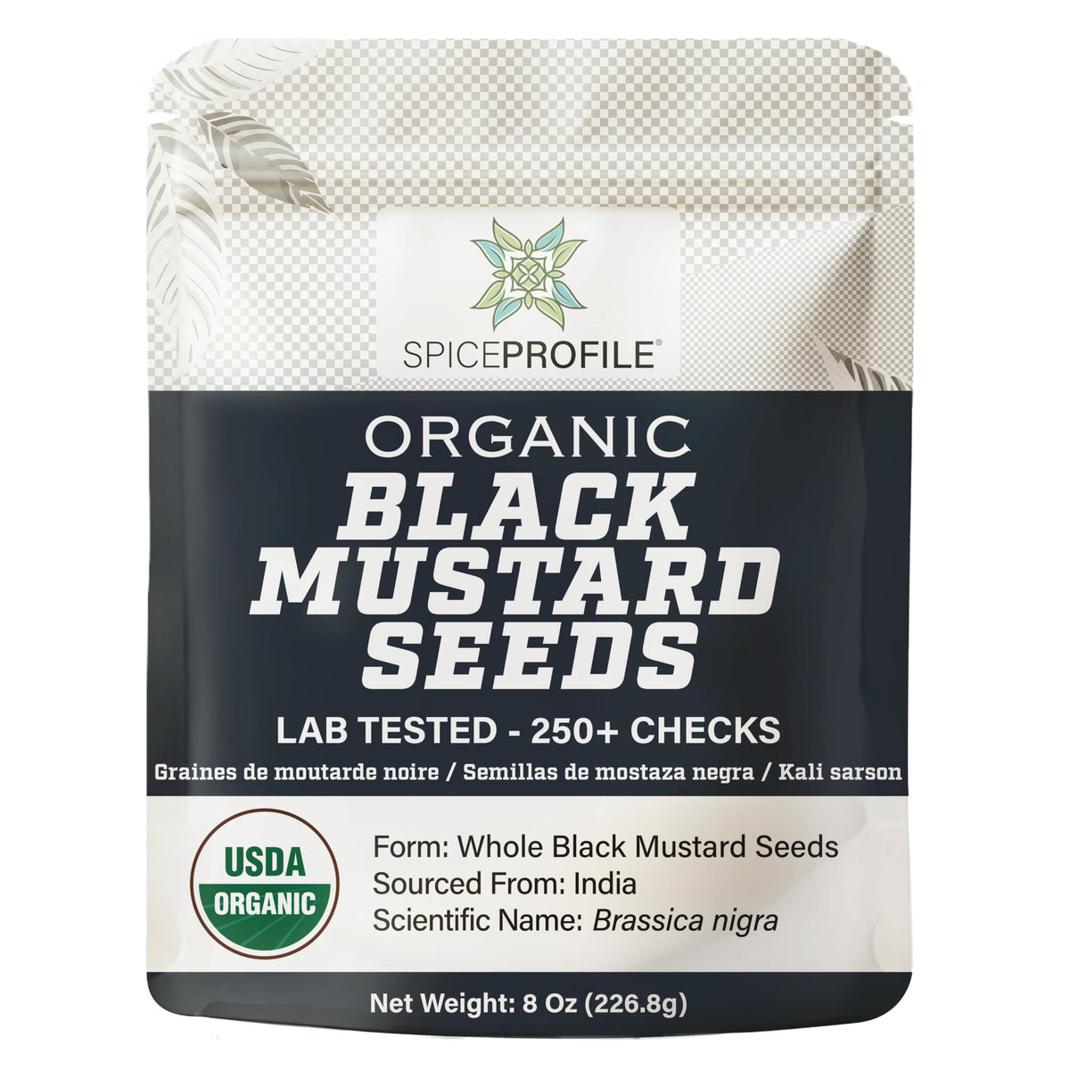 Spice Profile black mustard seeds in a resealable pouch for fresh, pantry-friendly flavor.