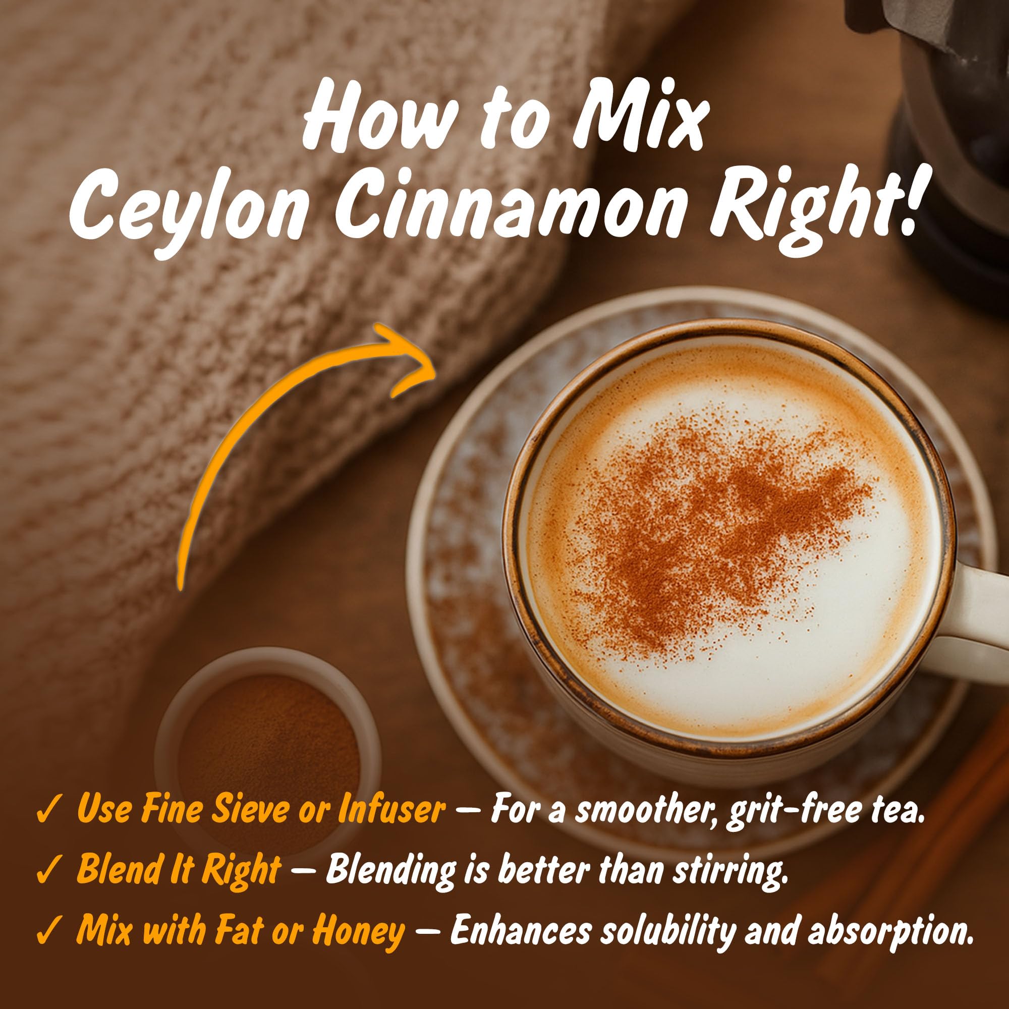 Spice Profile Ceylon cinnamon powder scoop on kitchen counter