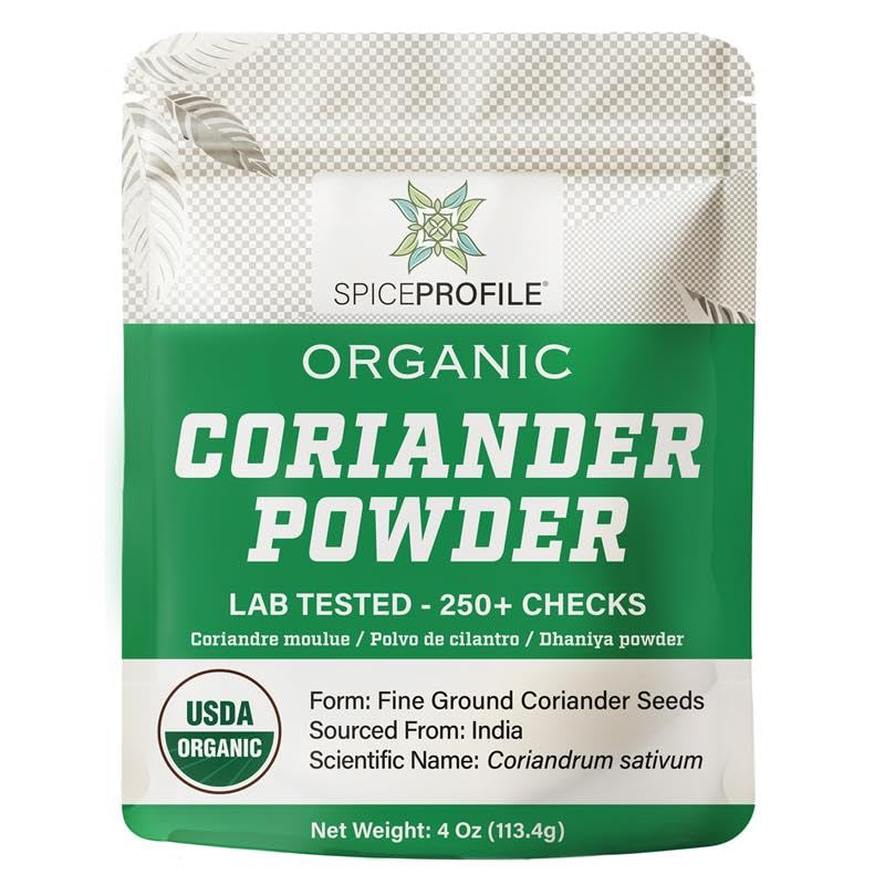 Spice Profile Coriander Powder packaging shows USDA Organic purity for clean cooking