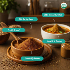 Spice Profile Cumin Powder spoonful in bowl ready to season.