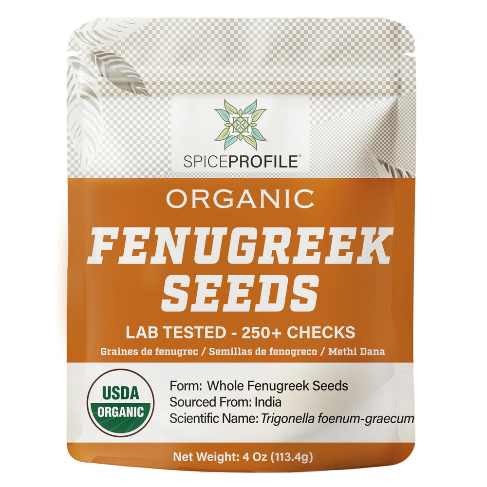 Spice Profile fenugreek seeds in packaging ready for kitchen storage and curries.