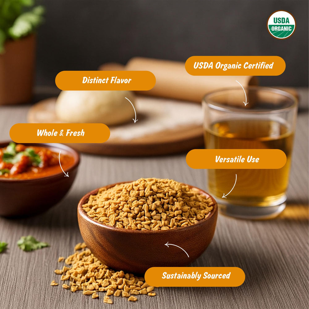 Spice Profile fenugreek seeds in resealable pouch preserving aroma for curries and spice blends.
