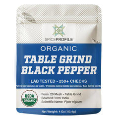 Spice Profile ground black pepper bottle close-up with fresh aroma for cooking