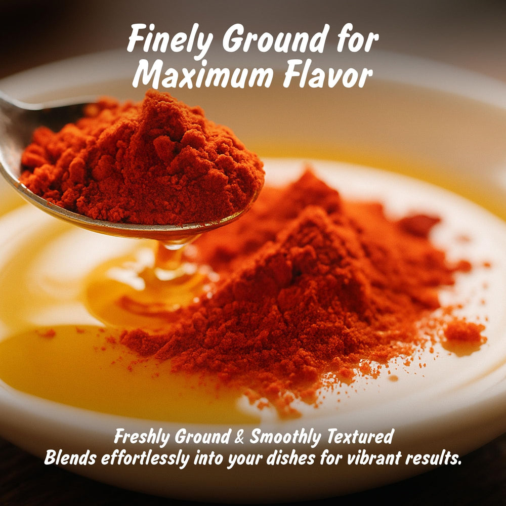 Spice Profile Kashmiri chili powder in kitchen display adds versatility.