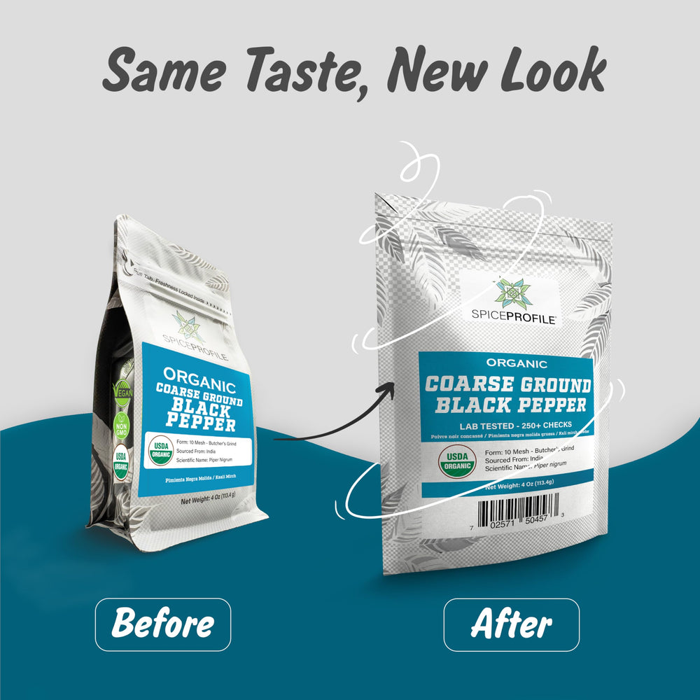 Spice Profile non-GMO label on container communicates clean ingredients and honest sourcing.
