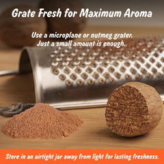 Spice Profile nutmeg being grated over a dish for finishing