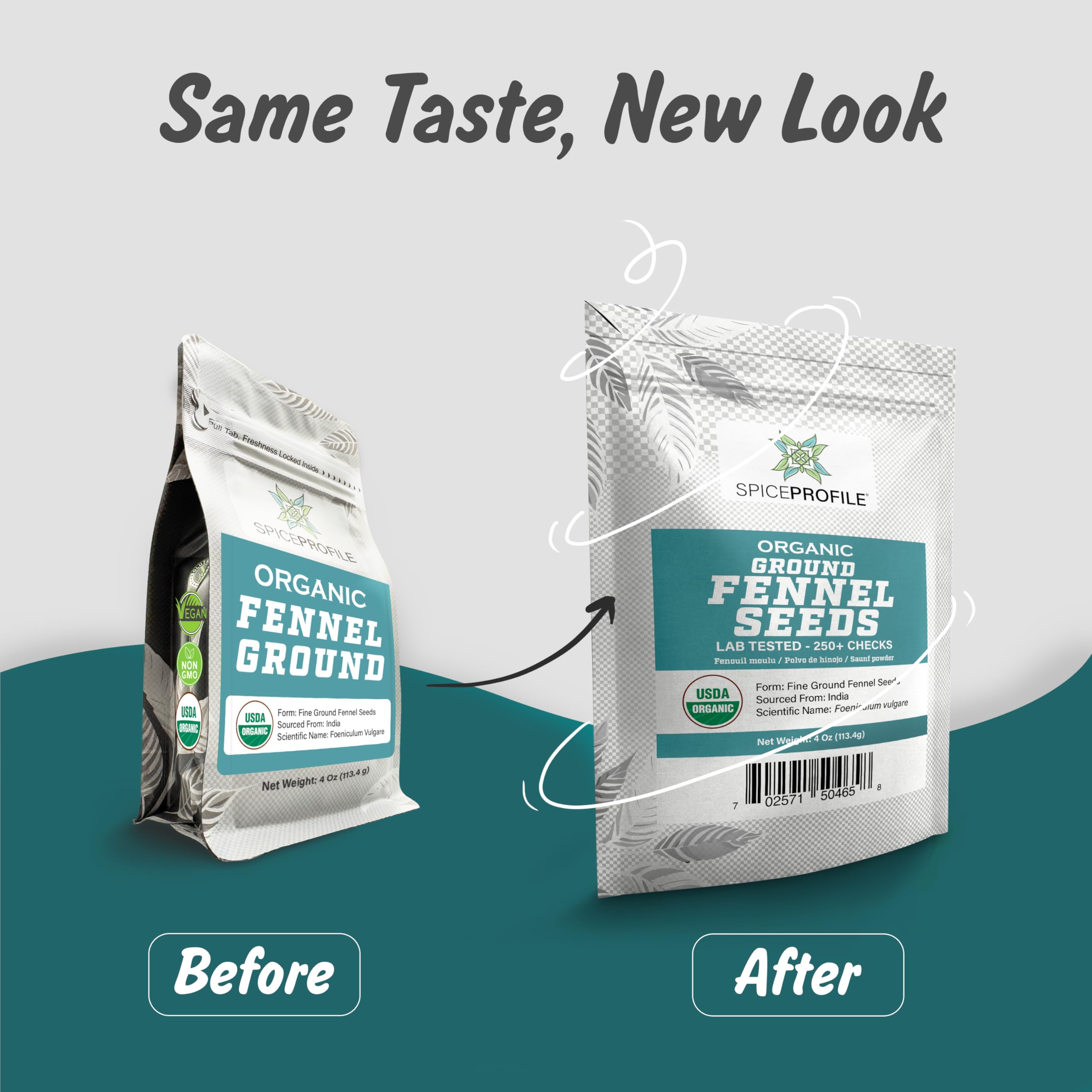 Spice Profile organic fennel label on packaging communicating purity