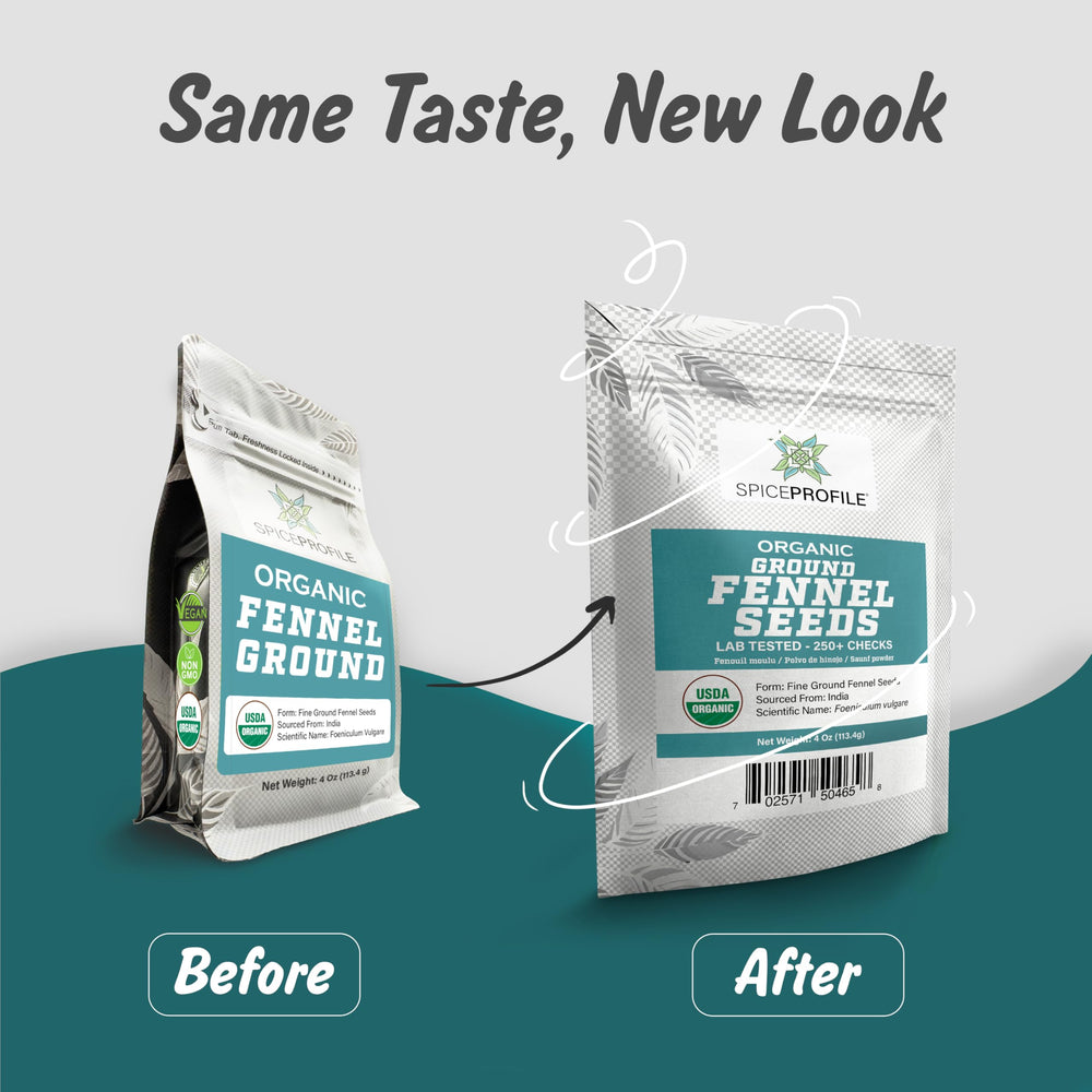 Spice Profile organic fennel label on packaging communicating purity
