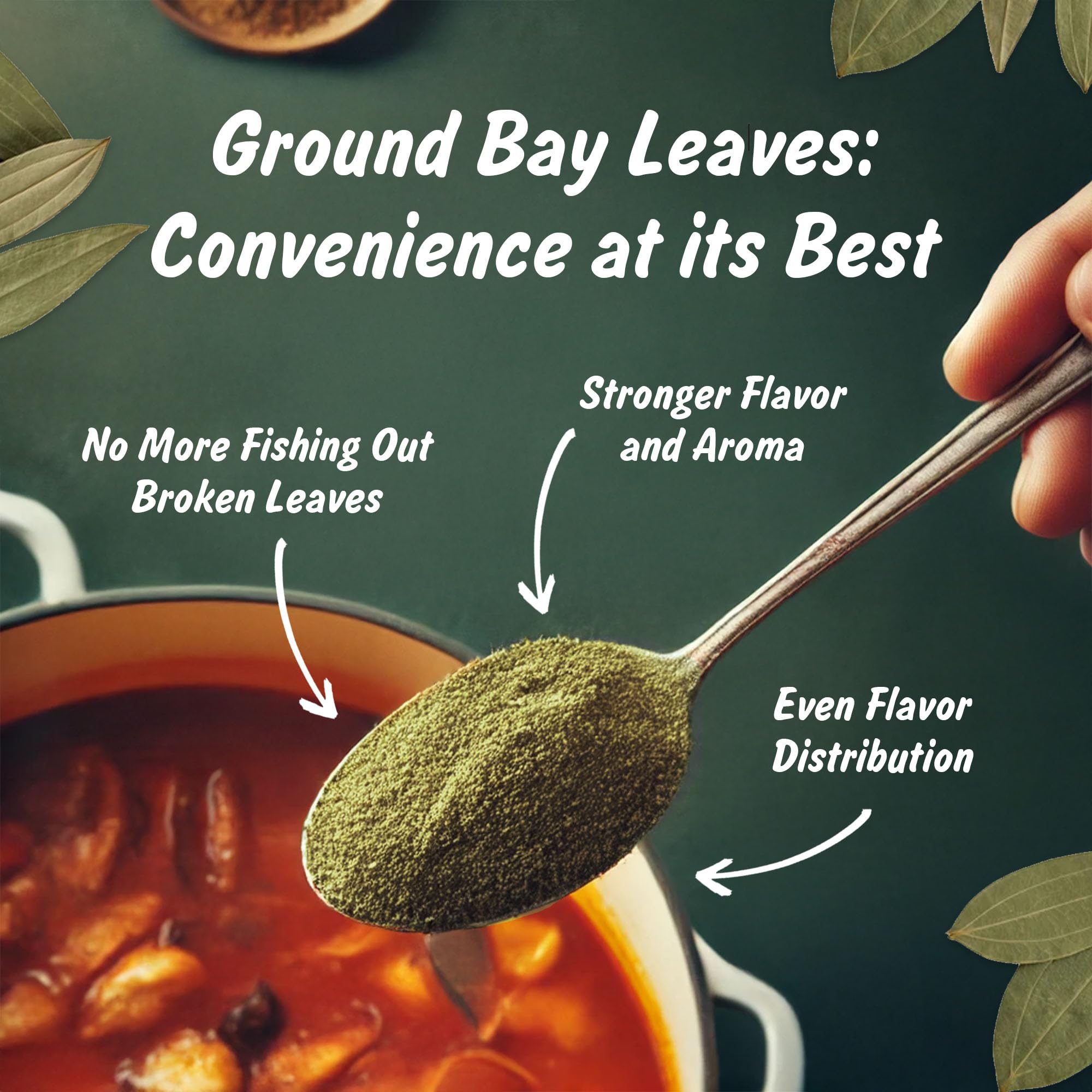 Spice Profile resealable 4oz pouch keeps bay leaf powder fresh.