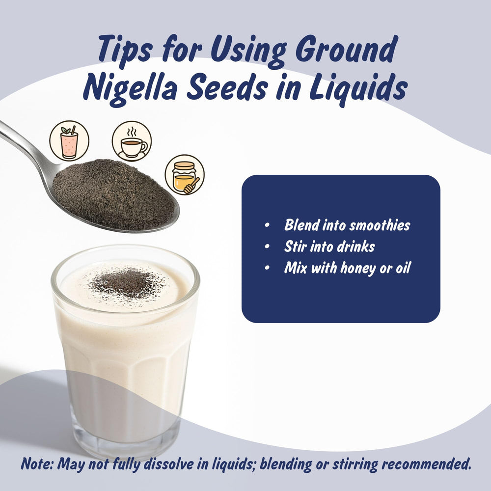 Spice Profile smoothie addition stirred into a glass for wellness