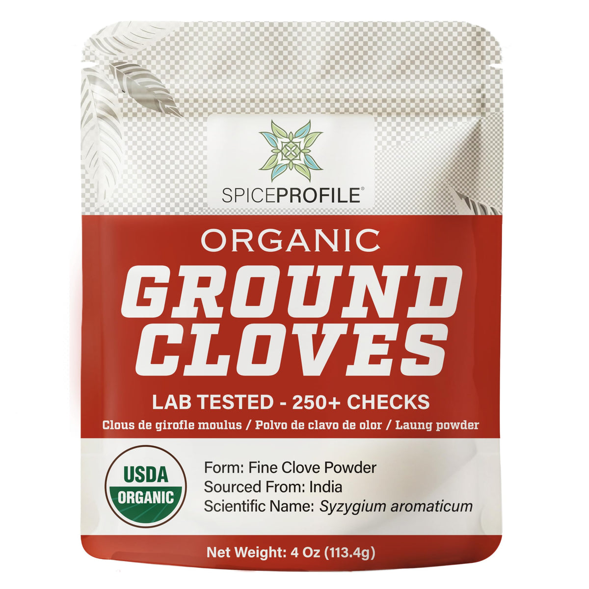 Spice Profile USDA Organic ground cloves pouch for fresh aroma in baking