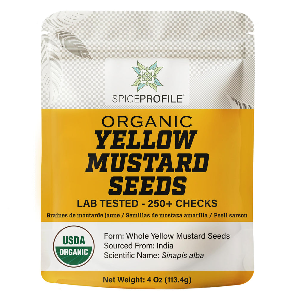 Spice Profile yellow mustard seeds in a resealable pouch for freshness
