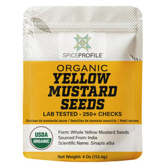 Spice Profile yellow mustard seeds in a resealable pouch for freshness