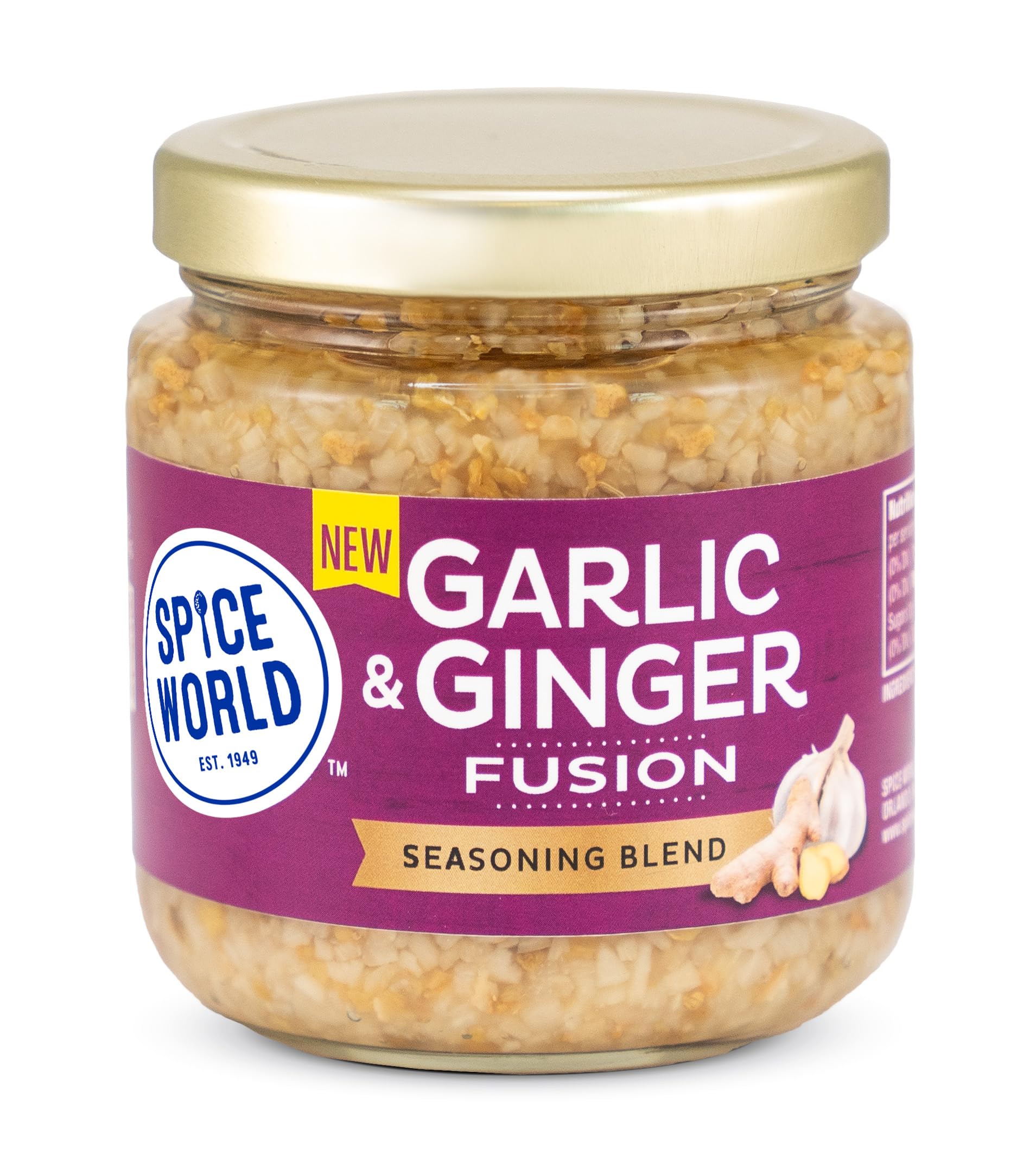 Spice World Garlic Ginger Fusion jar ready for quick stir-fries.