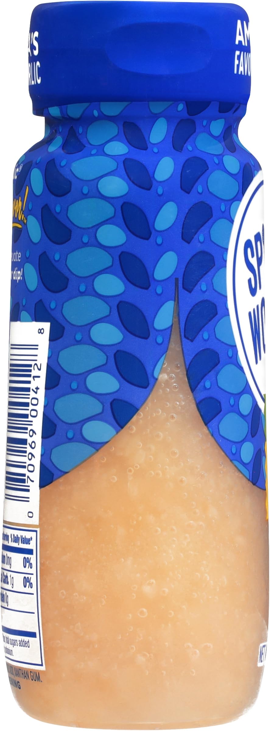 Spice World garlic olive oil bottle used for dressings and dips.