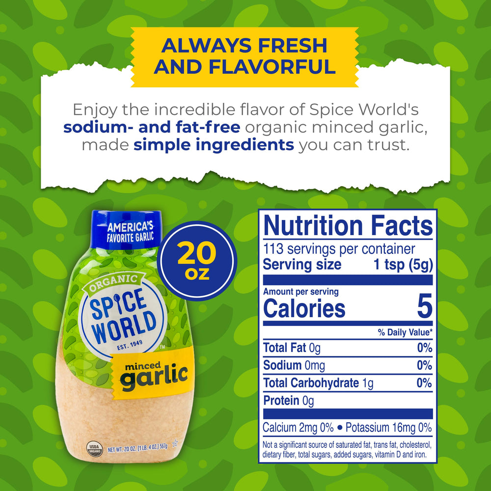 Close-up of Spice World minced garlic texture in the squeeze bottle, ideal for sautés.
