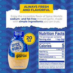 Spice World Squeezable Minced Garlic bottle pour adds mess-free flavor to sauces.