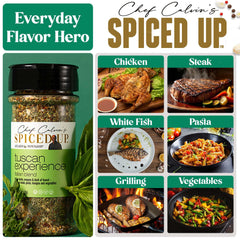 Spiced Up by Chef Calvin Tuscan pasta dish shot boosts flavor in every bite.