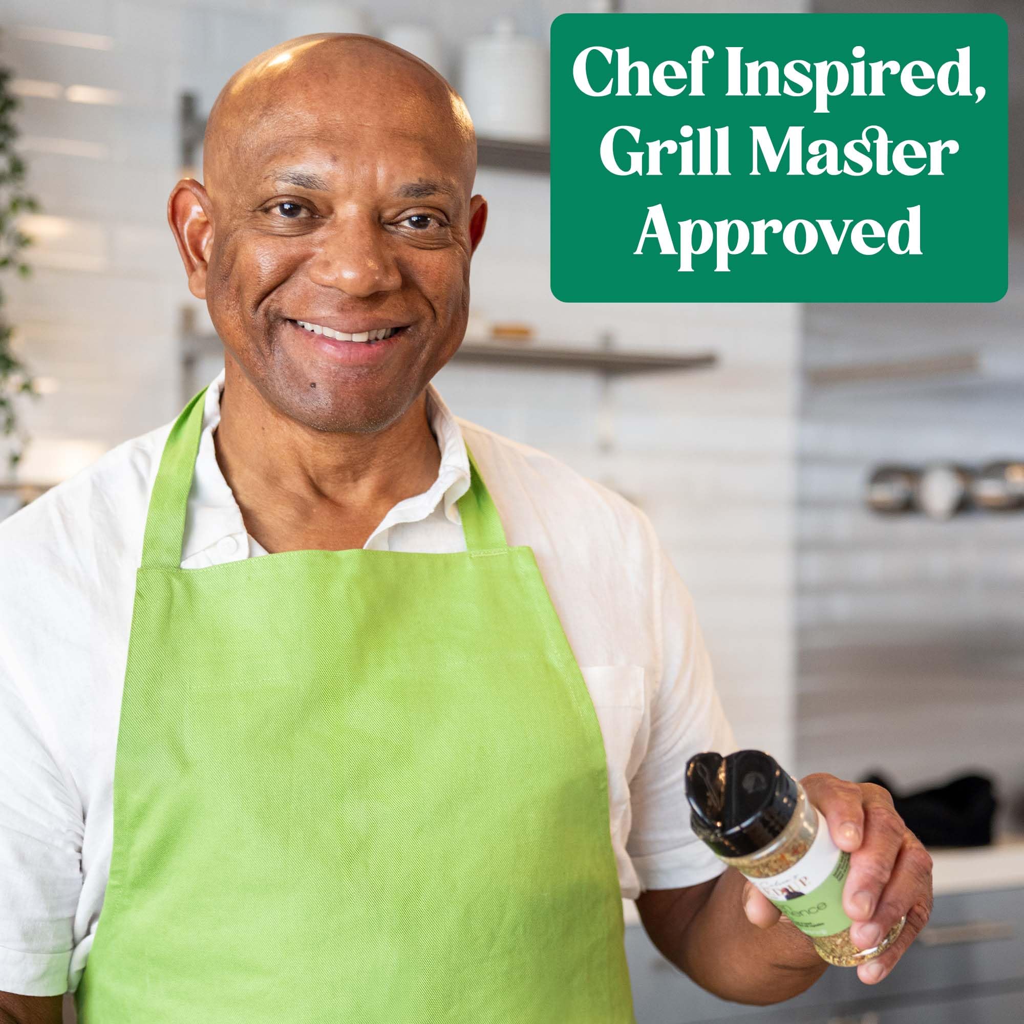 Spiced Up by Chef Calvin Tuscan seasoning bottle closeup communicates all-purpose Italian flavor.