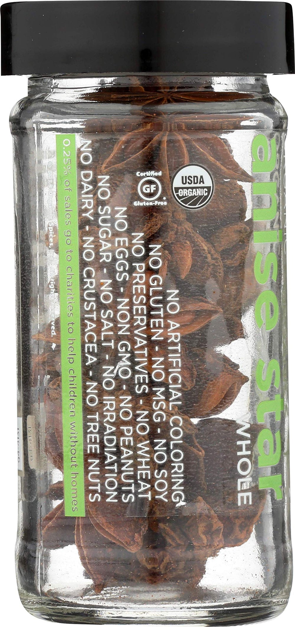 Spicely Organics Anise Star jar front, premium organic spice for pantry staples.