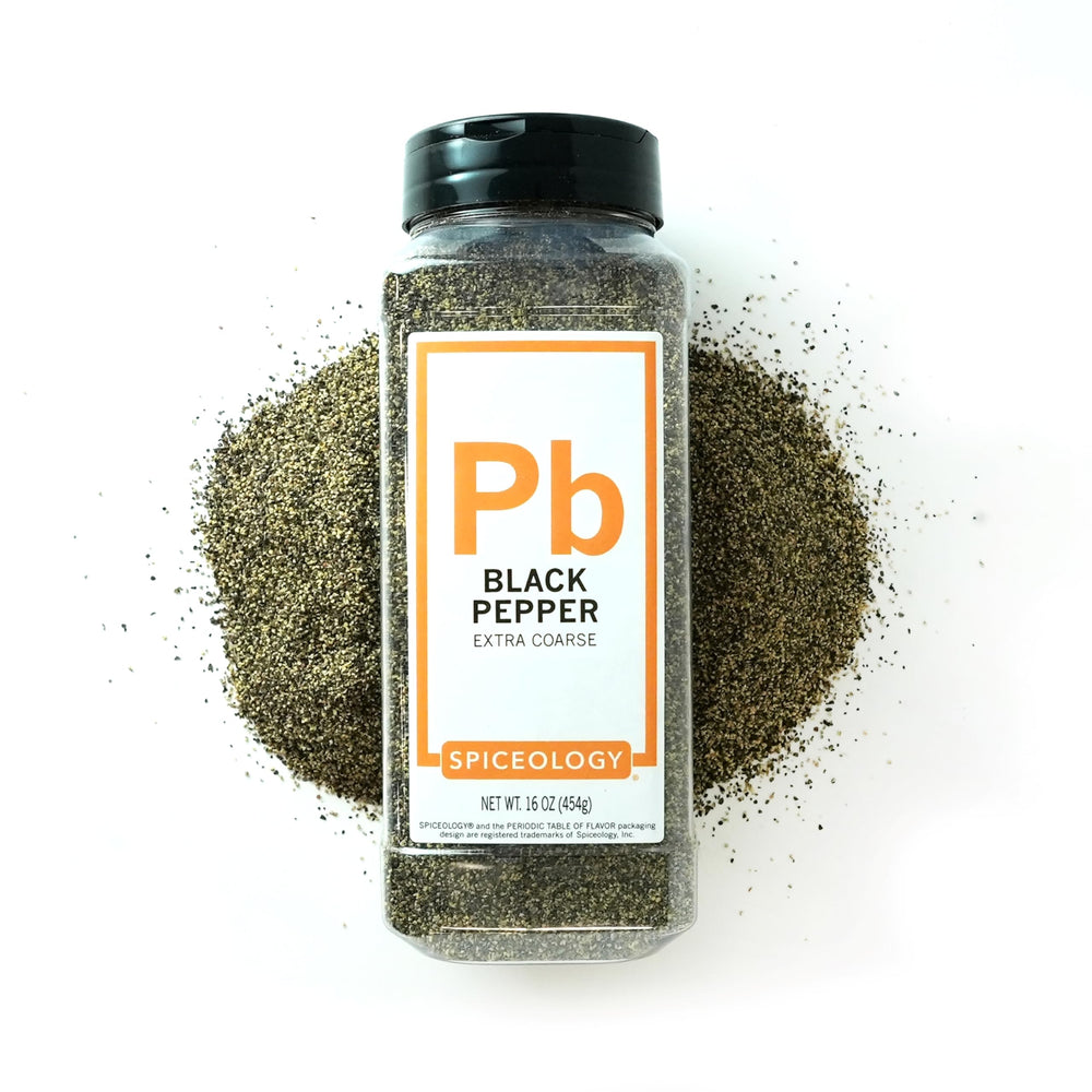 Spiceology Black peppercorns close-up showing aromatic warmth.