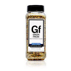 Spiceology Greek Freak salt-free seasoning bottle adds vibrant Mediterranean flavor