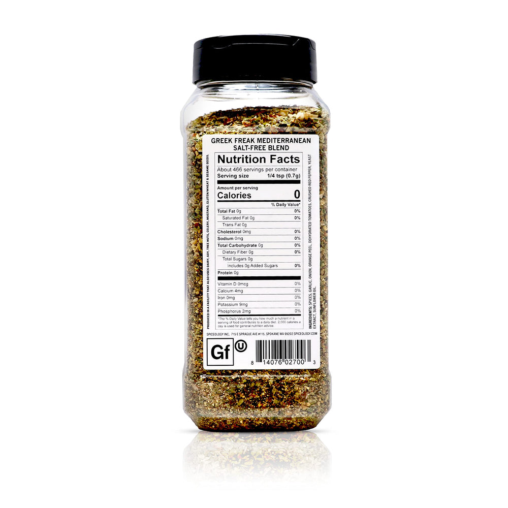 Greek Freak seasoning is poured onto chicken for quick weeknight flavor