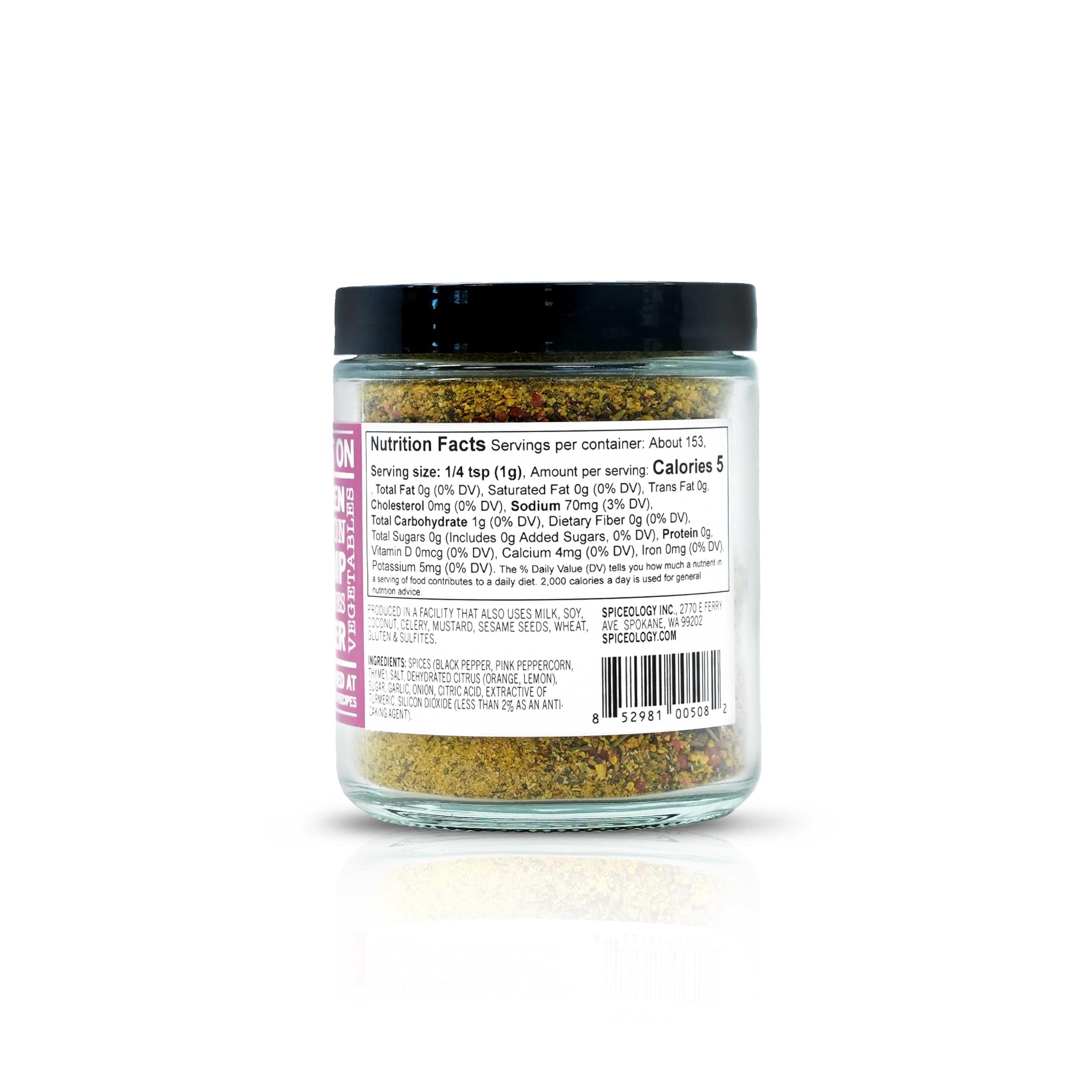 Spiceology Pink Peppercorn Lemon Thyme close-up pink peppercorns and lemon zest, freshly ground aroma