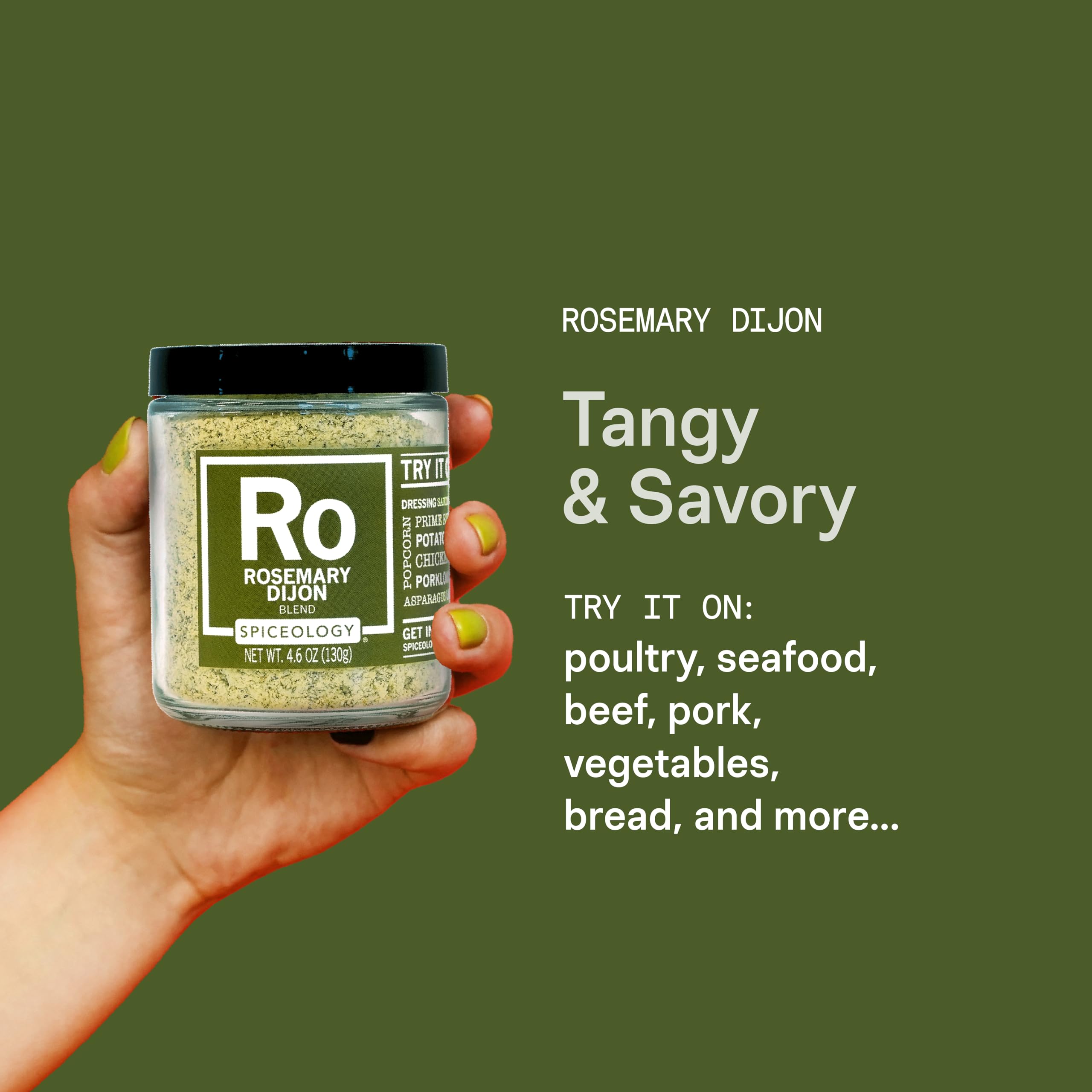 Spiceology Rosemary Dijon blend on popcorn for gourmet snacking.
